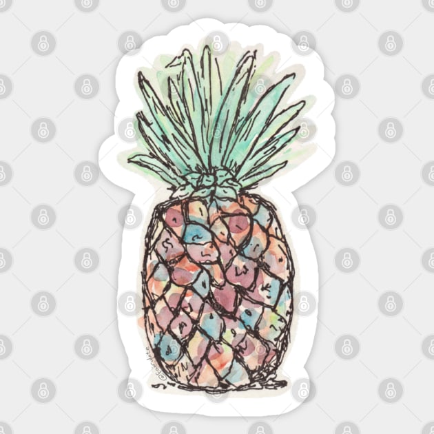 Watercolor Pineapple Sticker by faiiryliite